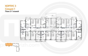 Миниатюра 1-комнатная квартира, 38.4кв.м