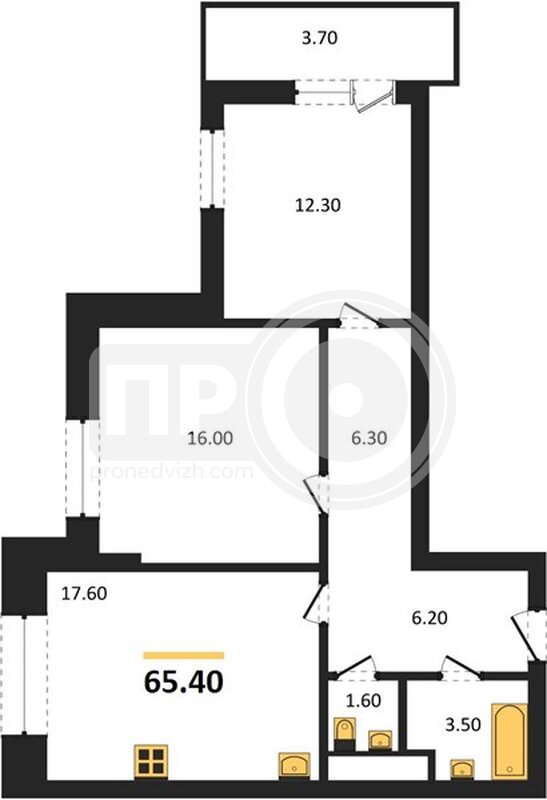 2-комнатная квартира, 65.4кв.м