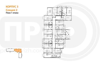 Миниатюра 1-комнатная квартира, 37.4кв.м