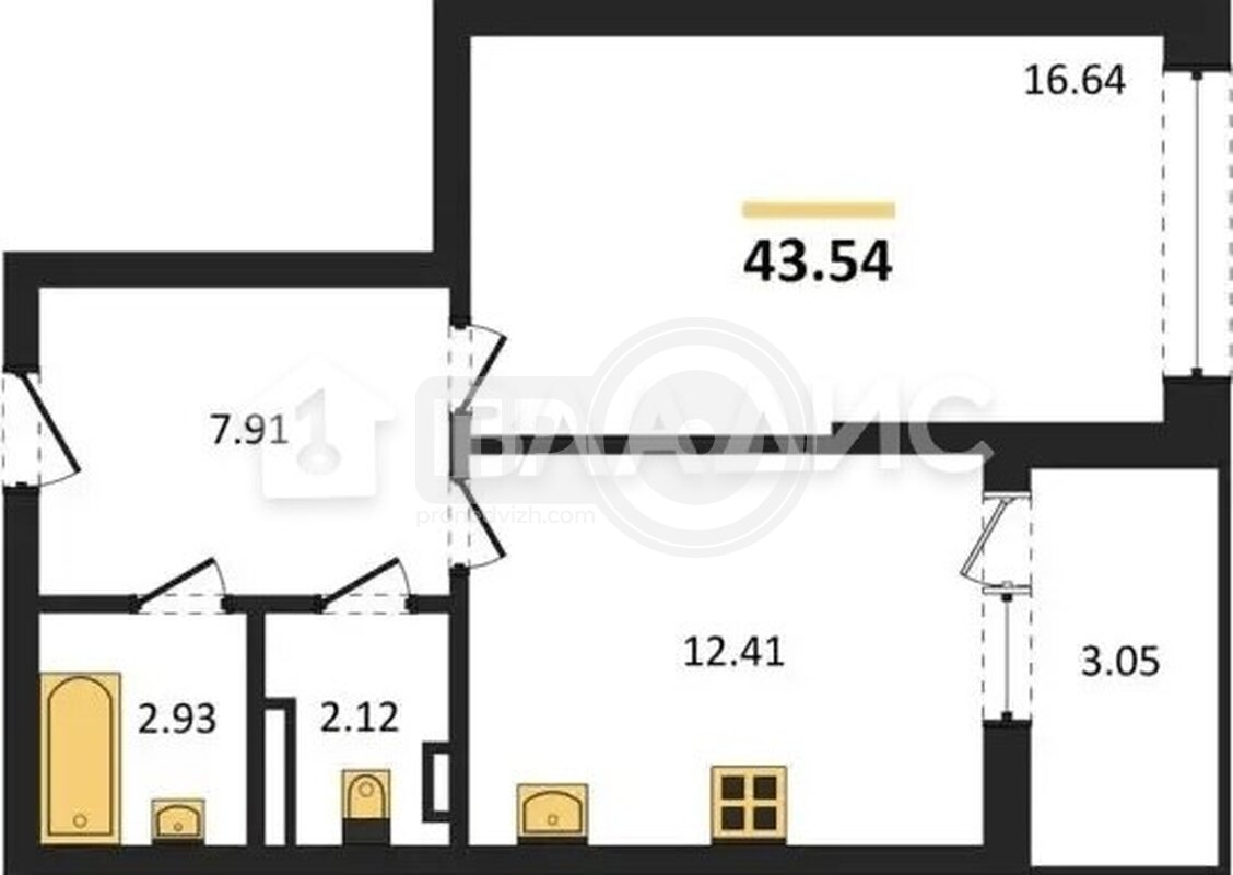 1к, 3/21 М, Россия, Воронеж, Московский проспект, 132, 43.54 кв.м