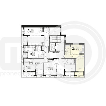 Миниатюра 2-комнатная квартира, 55.38кв.м