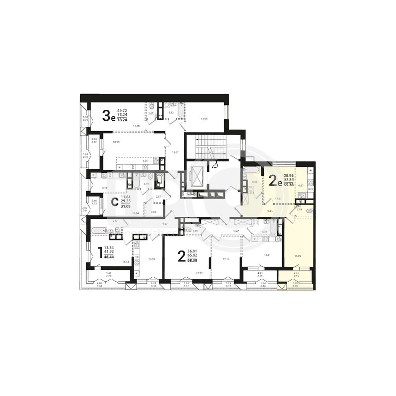 2-комнатная квартира, 55.38кв.м