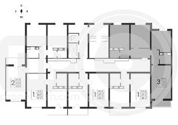 Миниатюра 3-комнатная квартира, 75.9кв.м