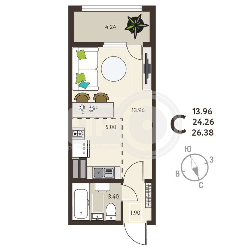 9-комнатная квартира, 26.38кв.м