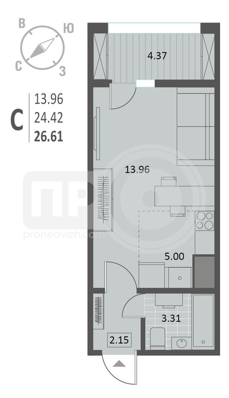 9-комнатная квартира, 26.61кв.м