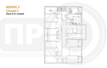Миниатюра 3-комнатная квартира, 77.8кв.м