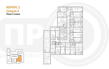 Миниатюра 1-комнатная квартира, 42.46кв.м