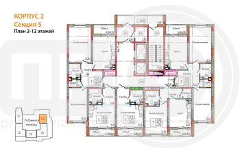 Миниатюра 2-комнатная квартира, 64.48кв.м