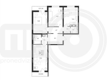 Миниатюра 3-комнатная квартира, 88.7кв.м