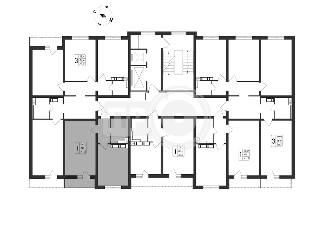 1-комнатная квартира, 41.5кв.м
