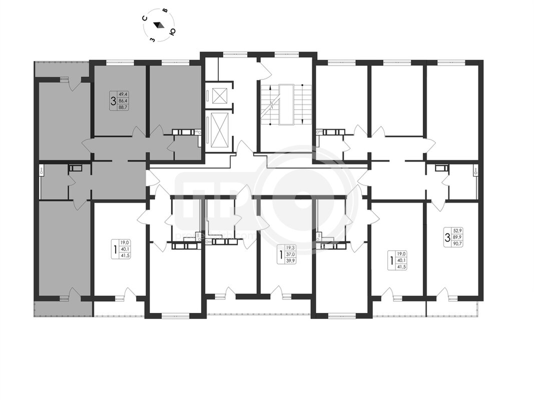 3-комнатная квартира, 88.7кв.м