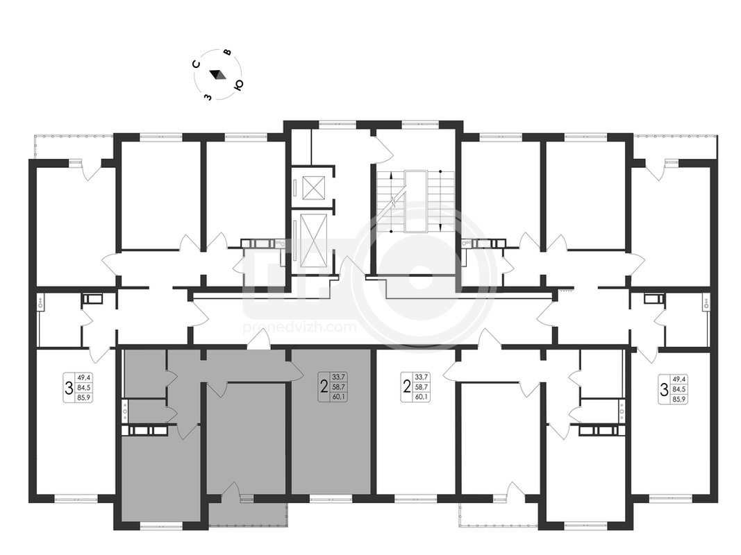 2-комнатная квартира, 60.1кв.м