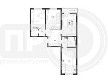 Миниатюра 3-комнатная квартира, 85.9кв.м