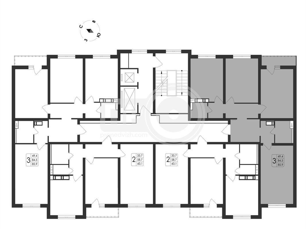 3-комнатная квартира, 85.9кв.м