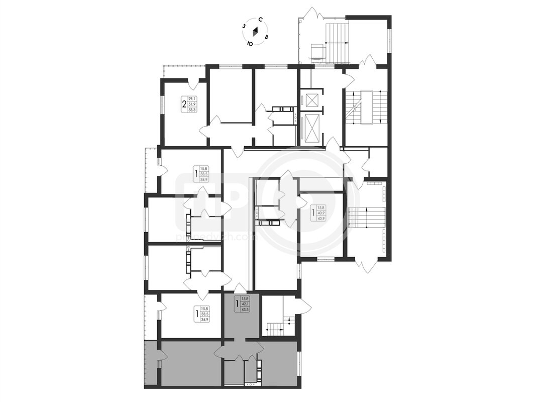 1-комнатная квартира, 43.5кв.м