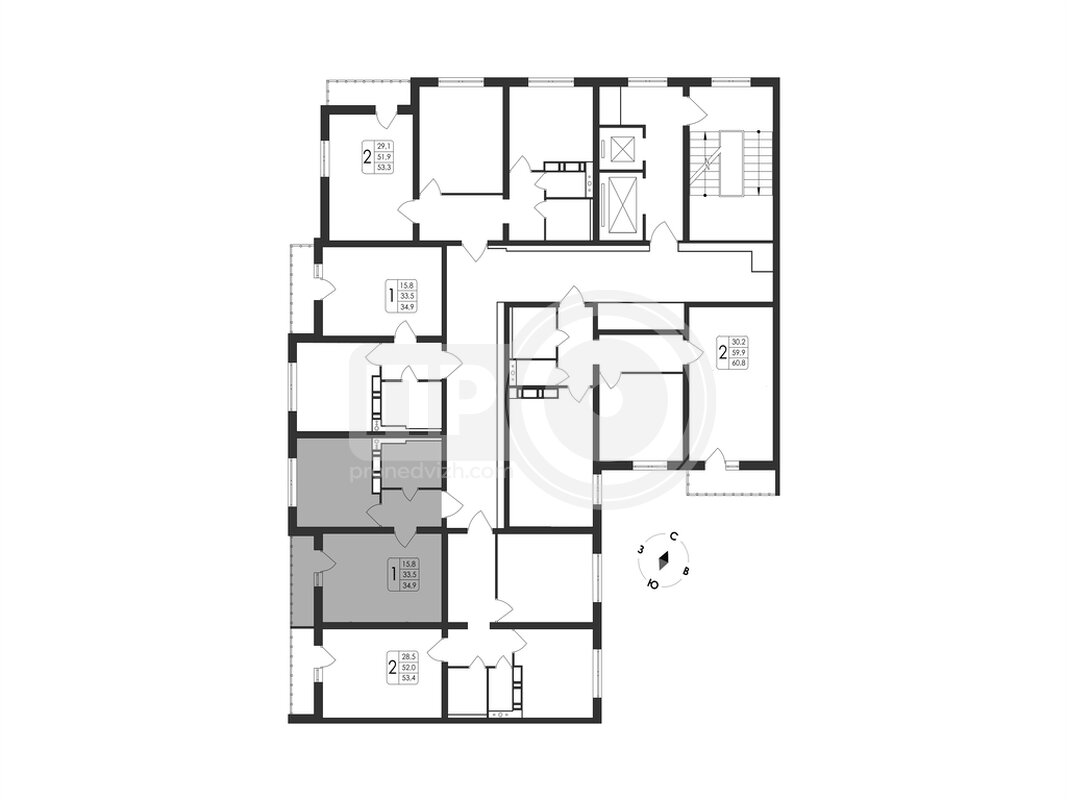 1-комнатная квартира, 34.9кв.м