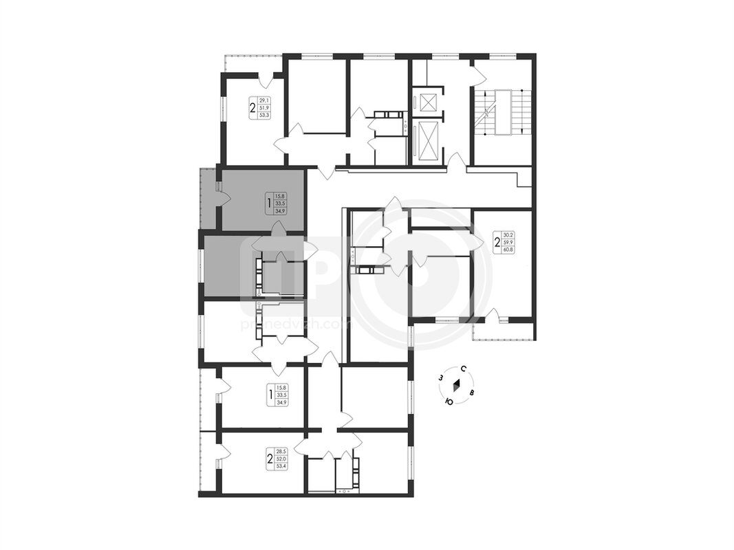 1-комнатная квартира, 34.9кв.м