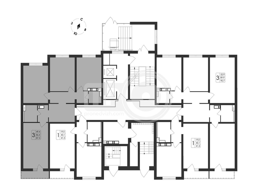 3-комнатная квартира, 87.3кв.м