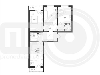 Миниатюра 3-комнатная квартира, 88.7кв.м