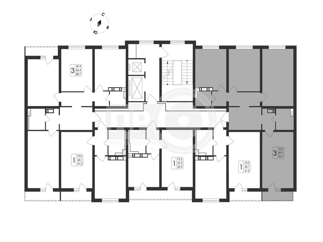3-комнатная квартира, 90.7кв.м
