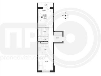 Миниатюра 2-комнатная квартира, 47.44кв.м