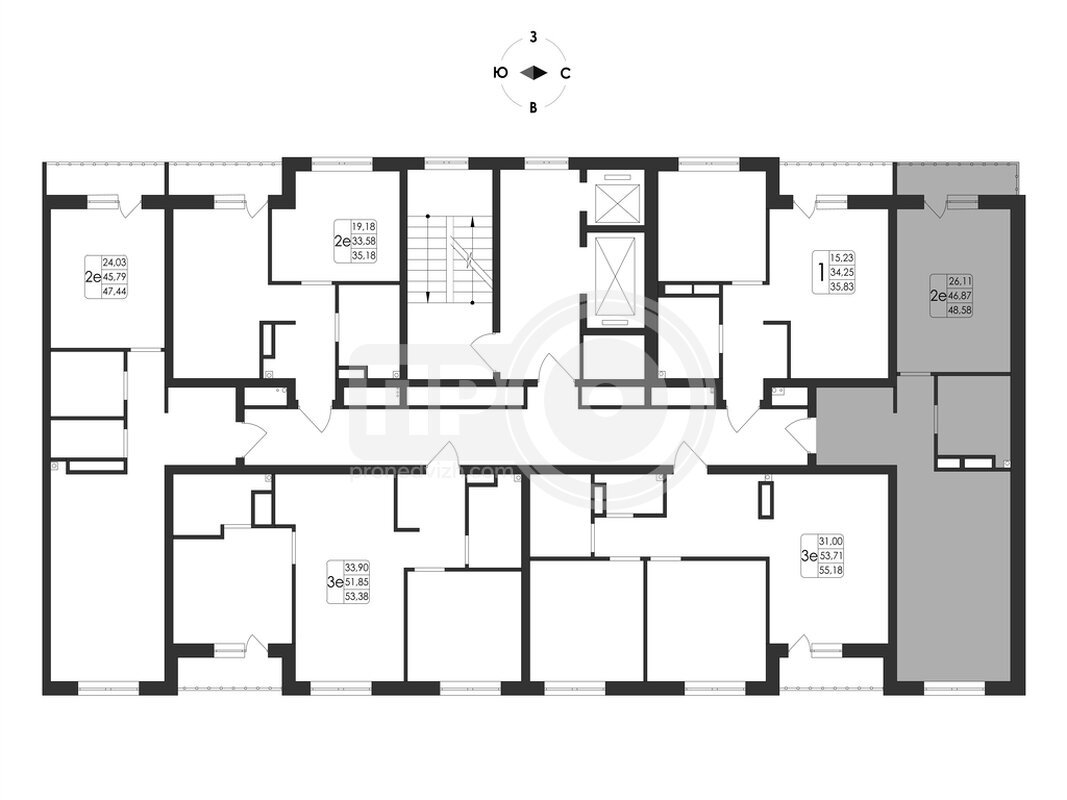 2-комнатная квартира, 48.58кв.м