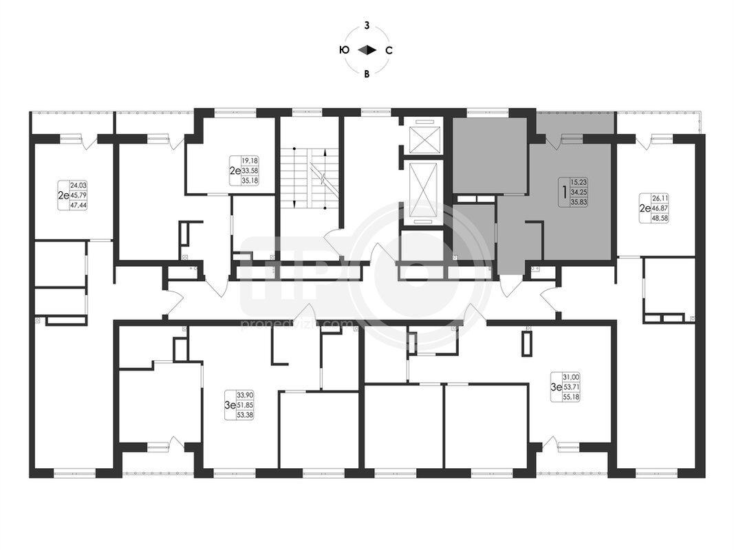 1-комнатная квартира, 35.83кв.м