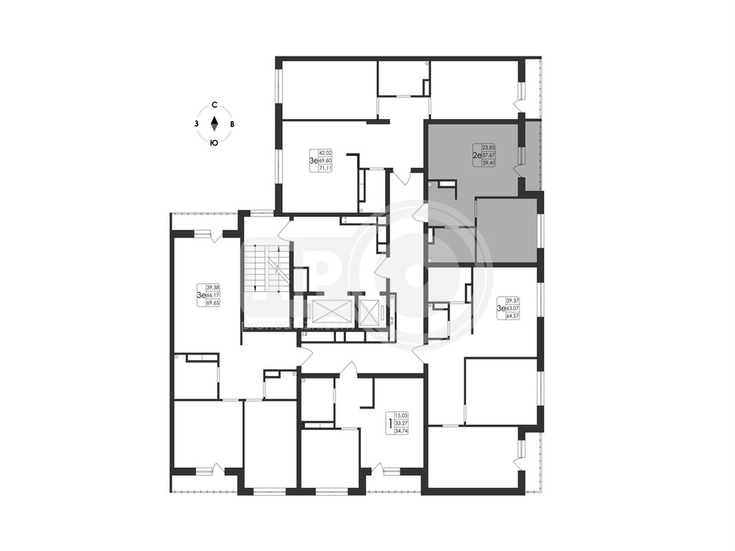 2-комнатная квартира, 39.41кв.м