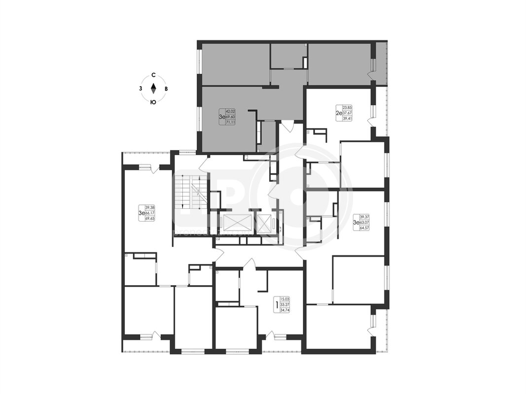 3-комнатная квартира, 71.11кв.м
