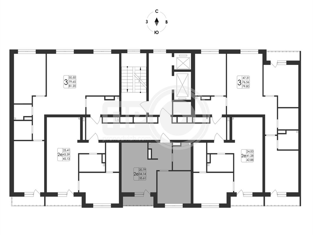 2-комнатная квартира, 35.61кв.м