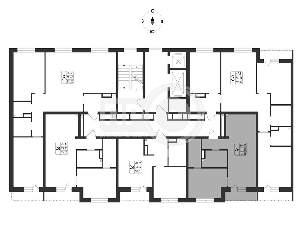 2-комнатная квартира, 42.88кв.м