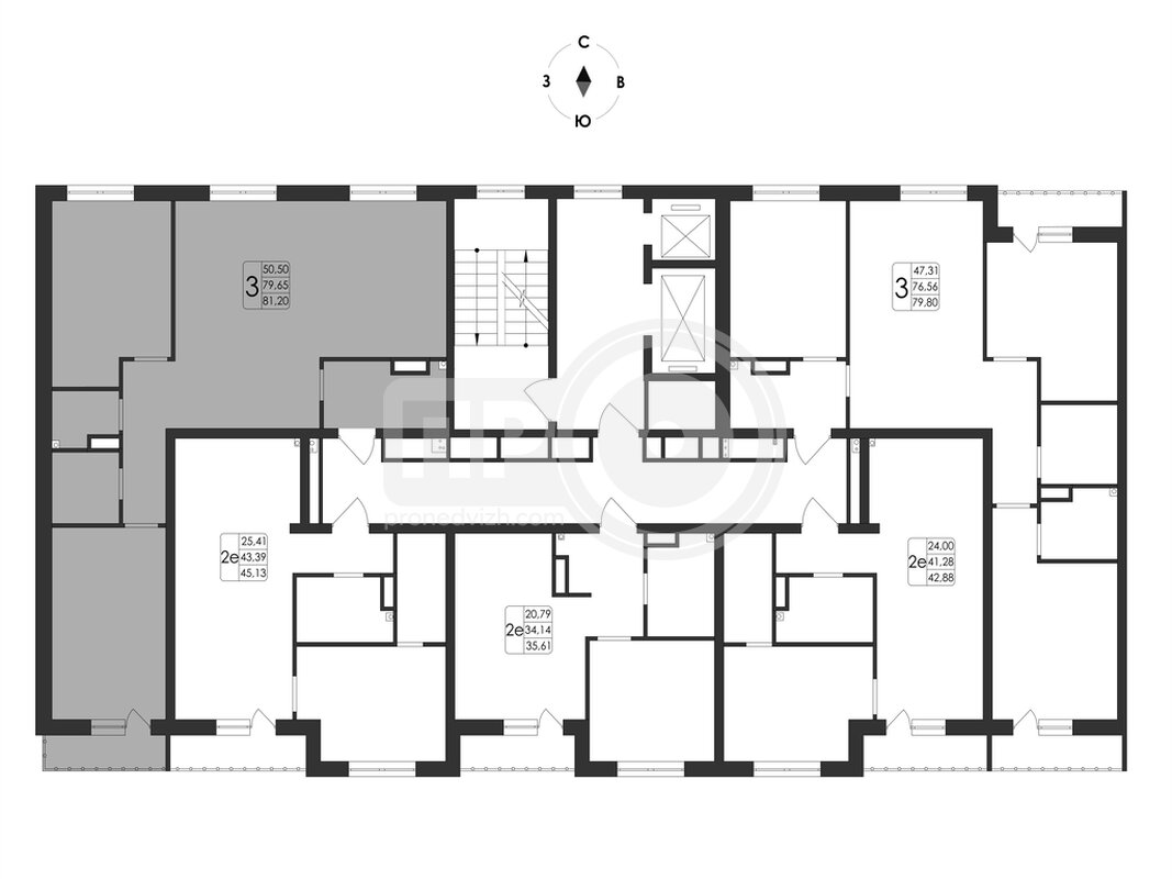 3-комнатная квартира, 81.2кв.м