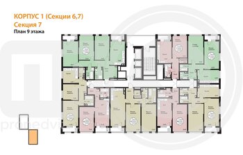 Миниатюра 1-комнатная квартира, 55.34кв.м