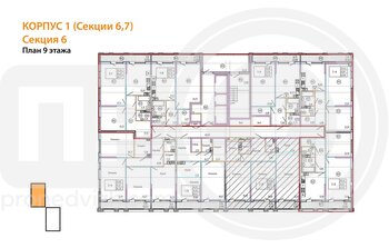 Миниатюра 1-комнатная квартира, 56.12кв.м