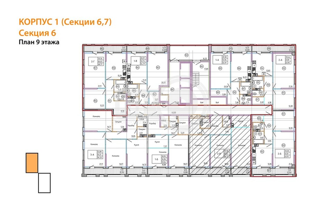 1-комнатная квартира, 56.12кв.м