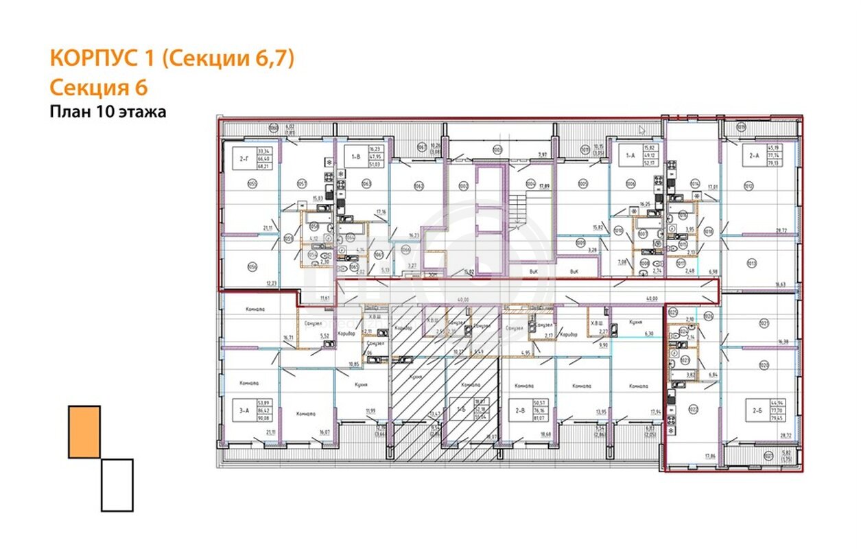 1-комнатная квартира, 51.03кв.м
