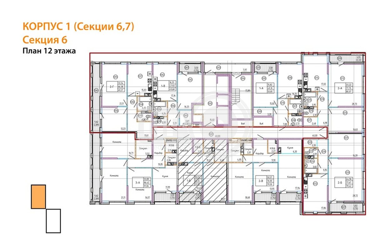 2-комнатная квартира, 80.11кв.м