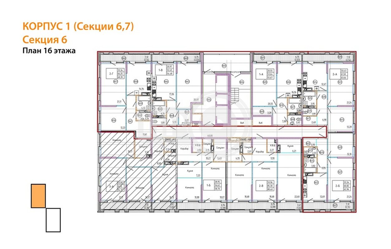 1-комнатная квартира, 57кв.м