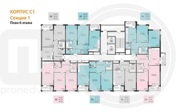 Миниатюра 2-комнатная квартира, 64.21кв.м