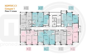 Миниатюра 2-комнатная квартира, 54.97кв.м