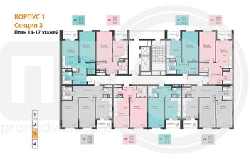 Миниатюра 1-комнатная квартира, 50.82кв.м