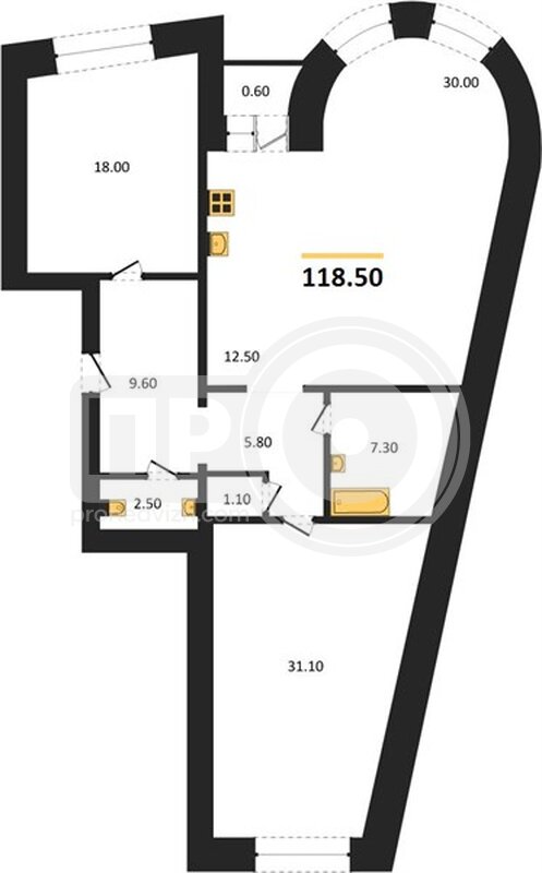 2-комнатная квартира, 117.9кв.м