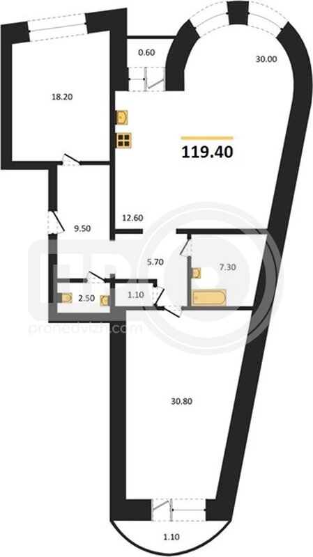 2-комнатная квартира, 117.7кв.м