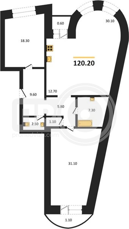 2-комнатная квартира, 118.5кв.м