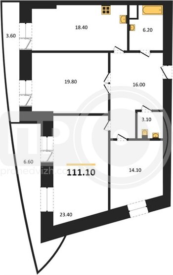 Миниатюра 3-комнатная квартира, 101кв.м