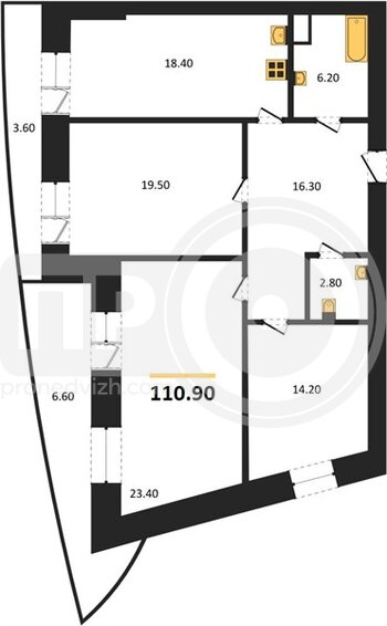 Миниатюра 3-комнатная квартира, 100.8кв.м