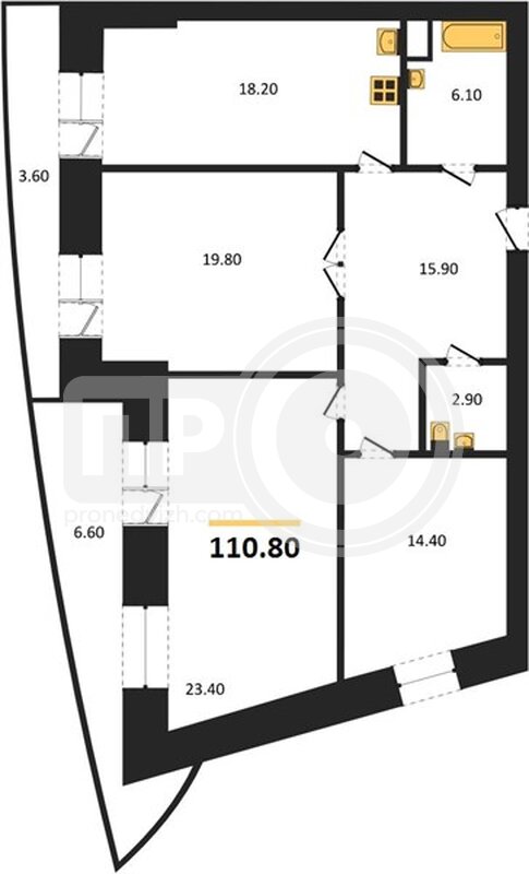 3-комнатная квартира, 100.7кв.м