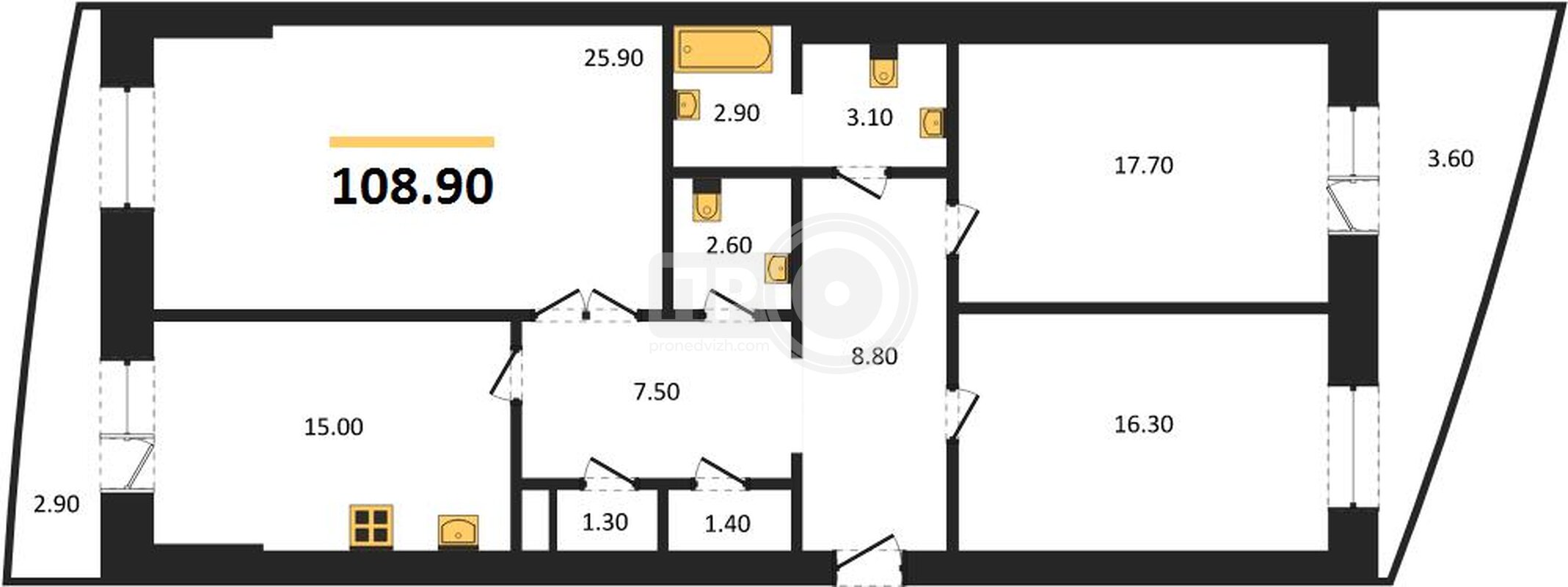 3-комнатная квартира, 102.5кв.м