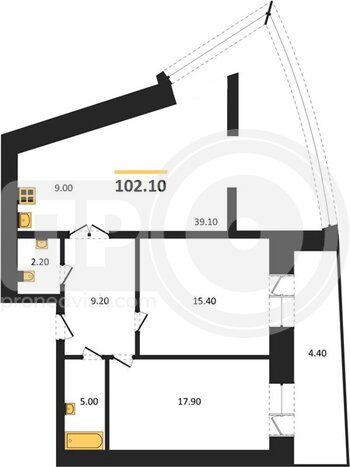 Миниатюра 2-комнатная квартира, 97.8кв.м