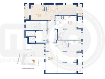 Миниатюра 1-комнатная квартира, 53.35кв.м